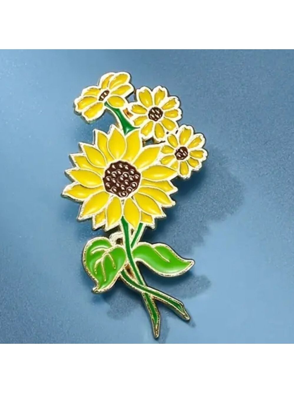 Brooch SUNFLOWER Enameled Embellished Brooch Pin BRR